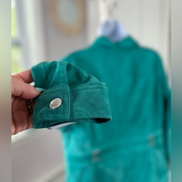 Christopher & Banks Spring Emerald Corduroy Silver Accent Zip Up Jacket Size P/L - Picture 8 of 15
